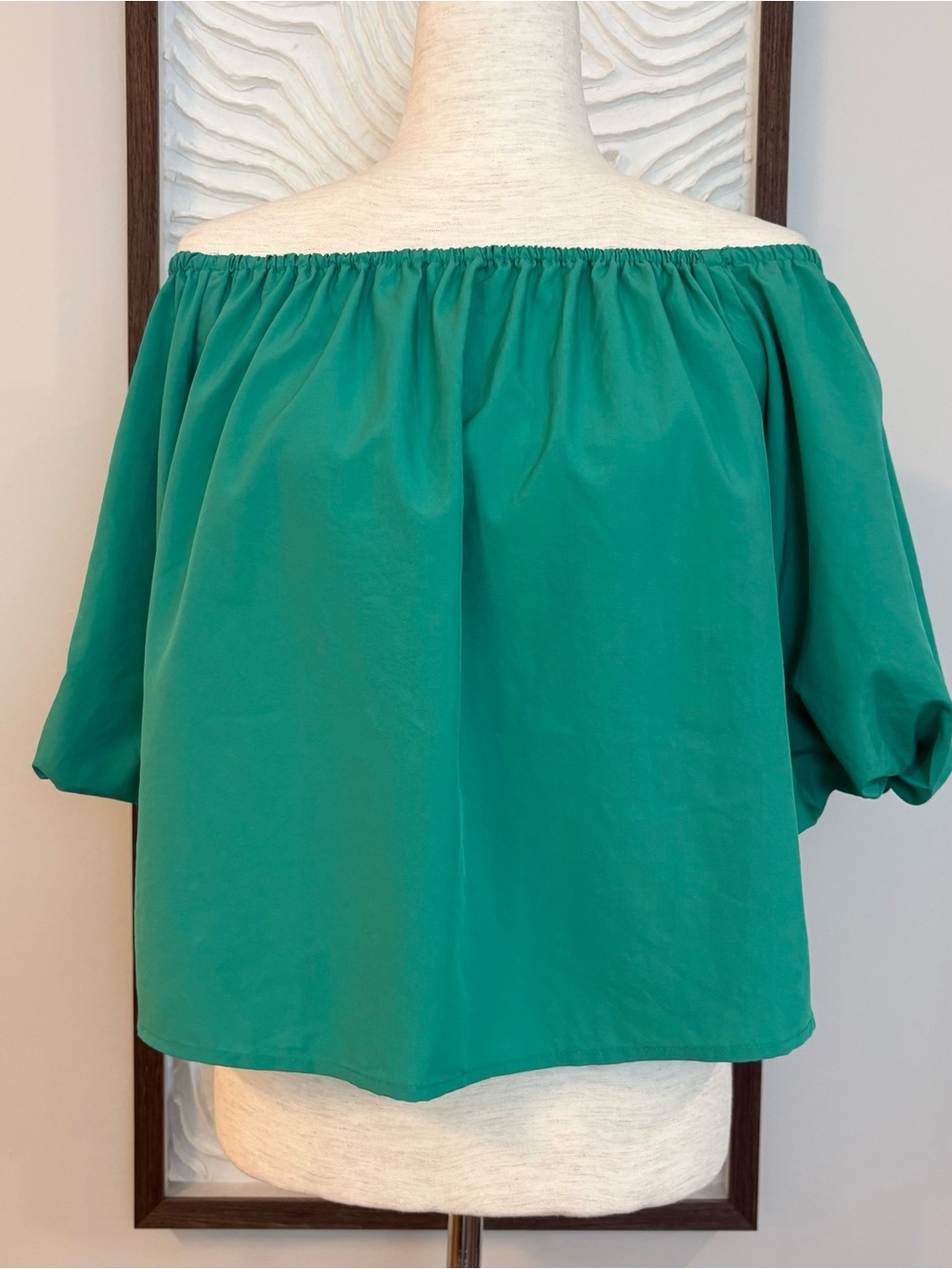 Anthropologie Elodie Green Off-Shoulder Blouse Large